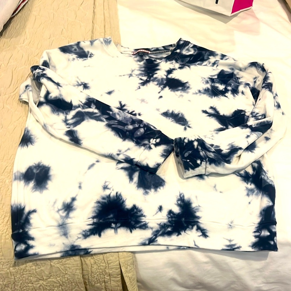 P.J. Salvage Navy and White Tie-Dye Top